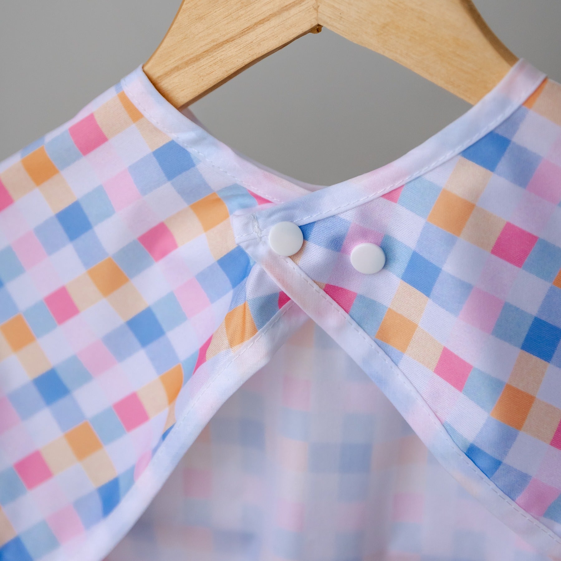 Bear & Moo Sleeved Bib | Pastel Plaid