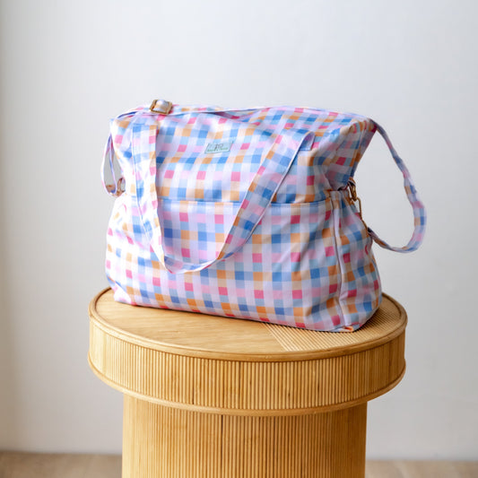 Bear & Moo Day Bag | Pastel Plaid