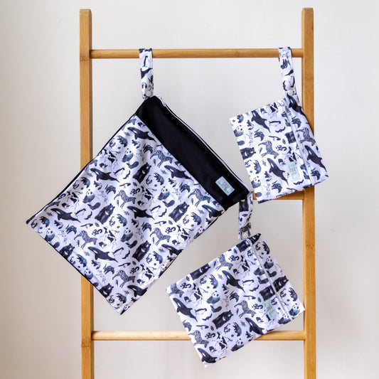 Bear & Moo Mini Wet Bag | Monochrome Animals