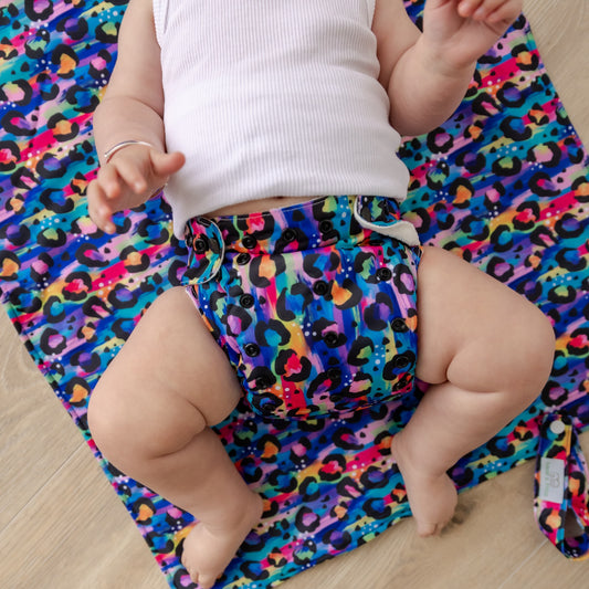 Bear & Moo Large Reusable Cloth Nappies in Bright Leopard print