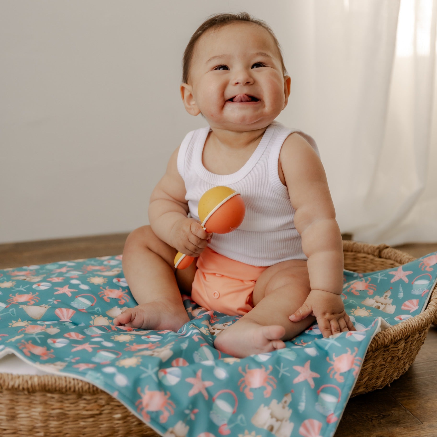 Reusable Peach Reusable Cloth Nappy in One Size Fits Most from Bear & Moo