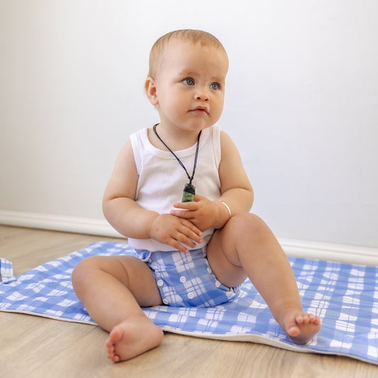 Periwinkle Gingham Reusable Change Mat