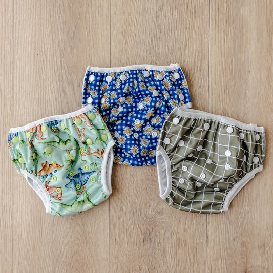 Bear & Moo Reusable Swim Nappy | Swim Nappies  | Khaki Gingham
