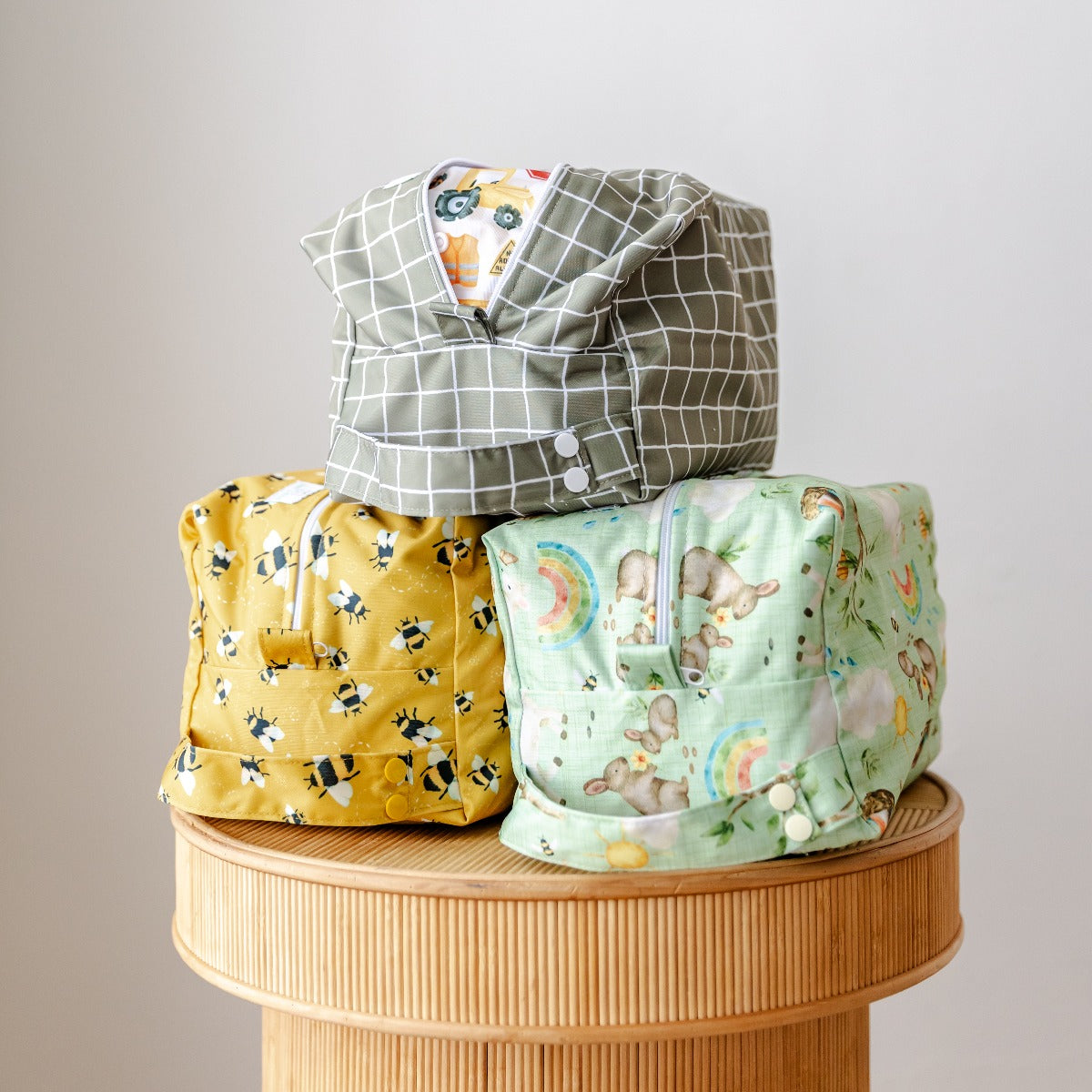 Bear & Moo Reusable Nappy Pod in Khaki Gingham