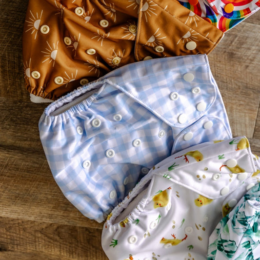 Cornflower Gingham Cloth Nappy | Luxe