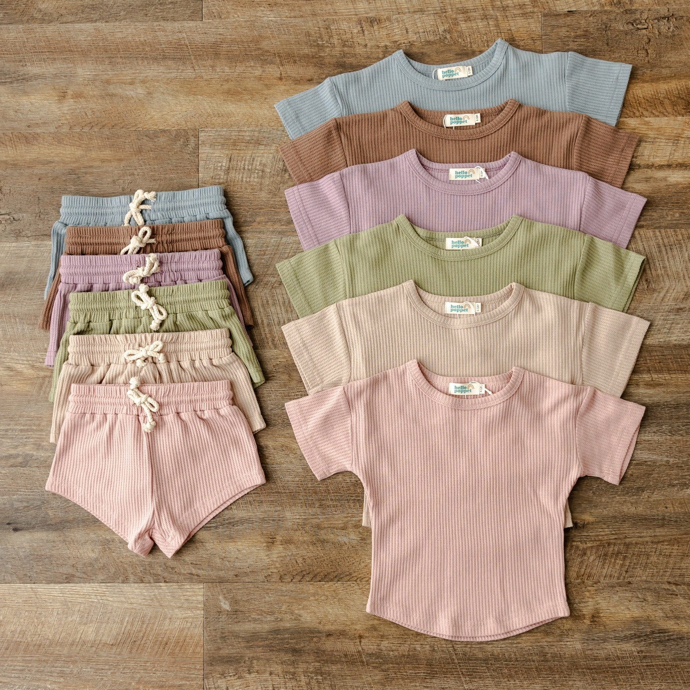 Hello Poppet Relaxed Waffle Set with organic cotton available at Bear & Moo