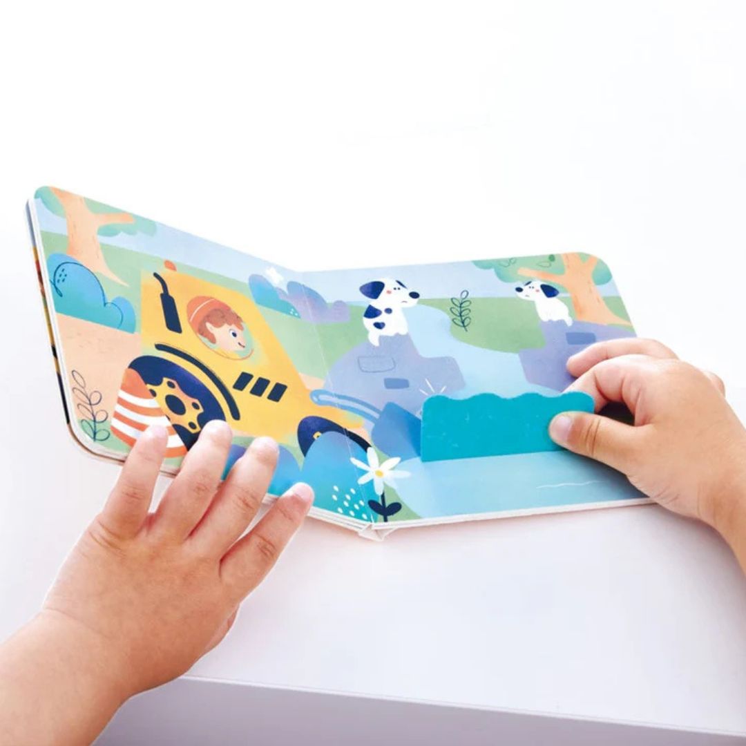 Hape Land | The Buzzing Bulldozer Board Book & Wooden Toys available at Bear & Moo