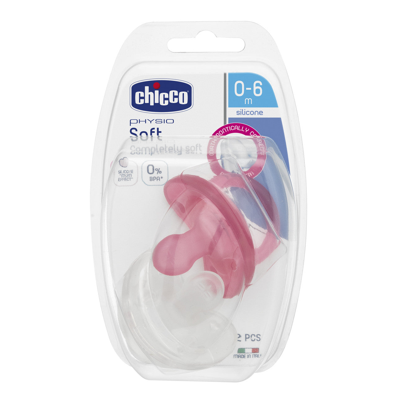 Physio Soft Soother 0-6m | 2 pack in Pink & Clear available at Bear & Moo