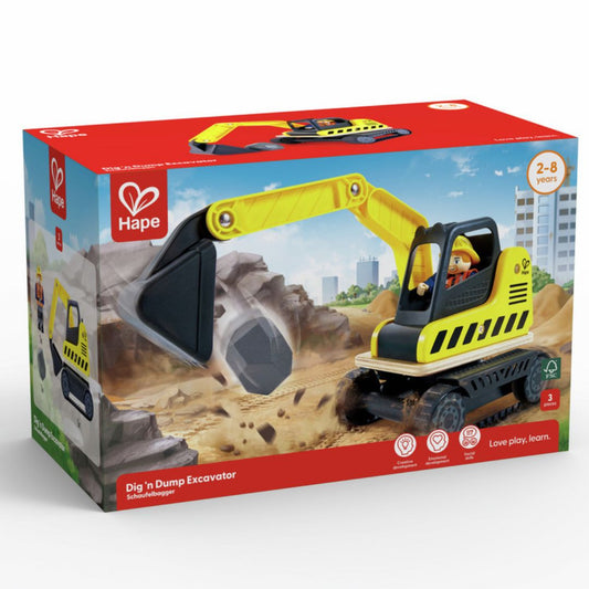 Hape Dig’N Dump Excavator available at Bear & Moo