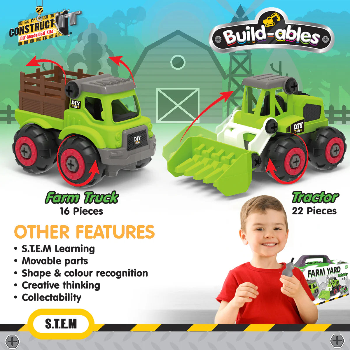 Construct IT Build-ables | Farm Hand Vehicles available at Bear & Moo