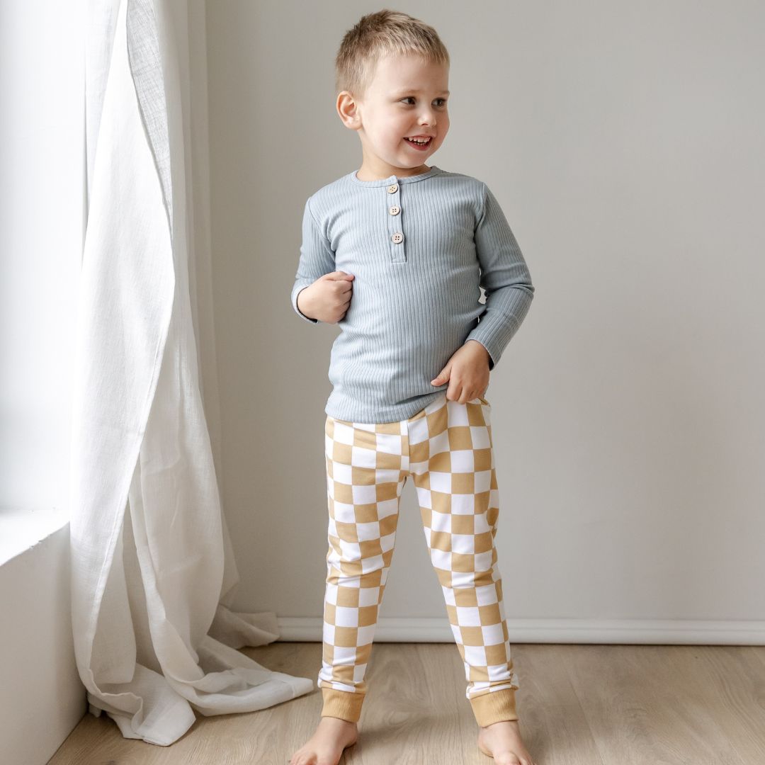 Hello Poppet Jordan Pants | Cotton Check toddler and baby pants available at Bear & Moo