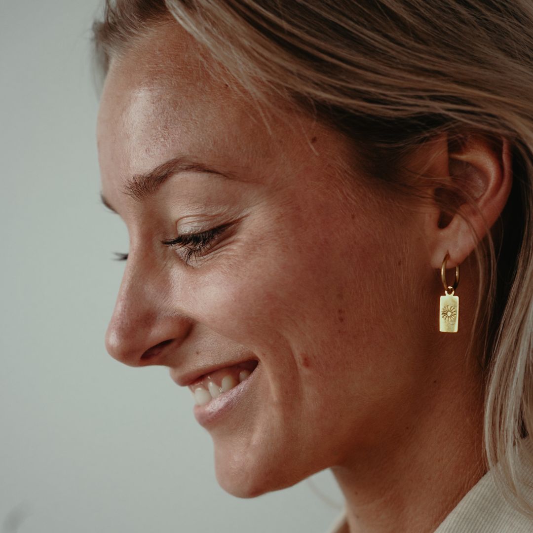 Katyb Jewellery - Daisy Hoop earrings in gold & silver available at Bear & Moo