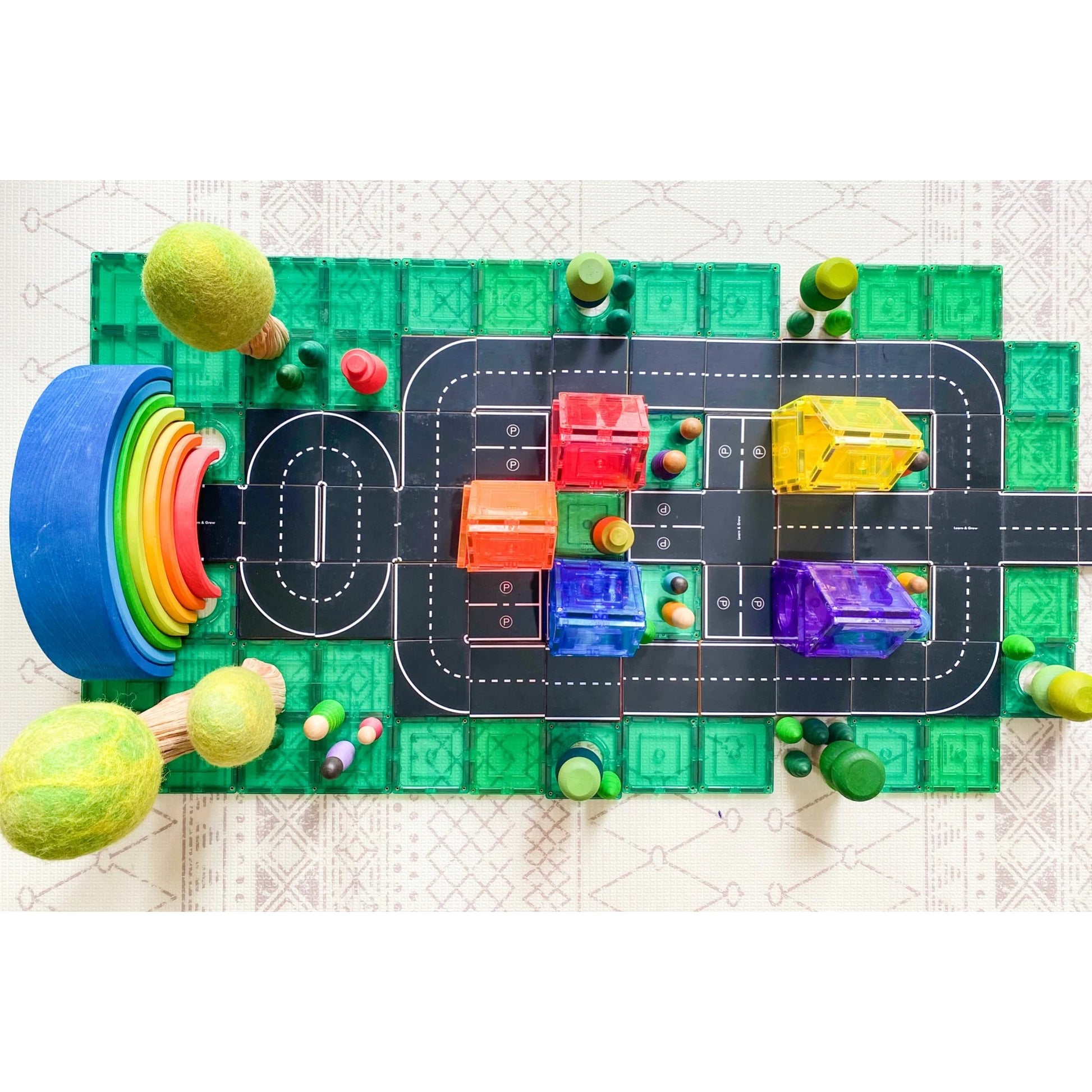 Learn and Grow Magnetic Tile Topper | Road Pack available at Bear & Moo