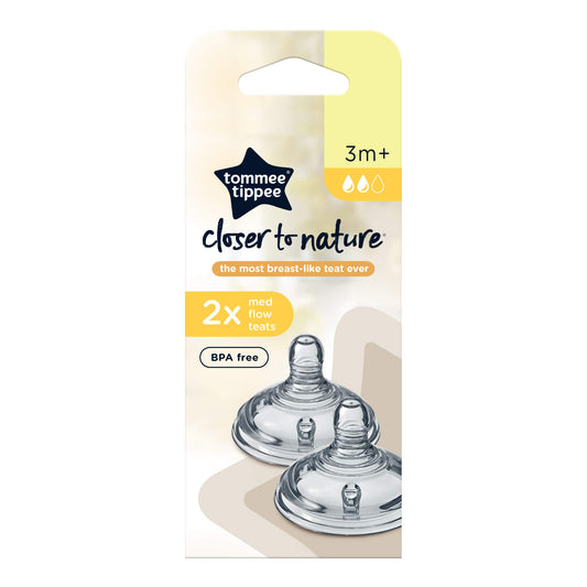 Tommee Tippee Medium Flow Easi-Vent Teat 2 pack available at Bear & Moo