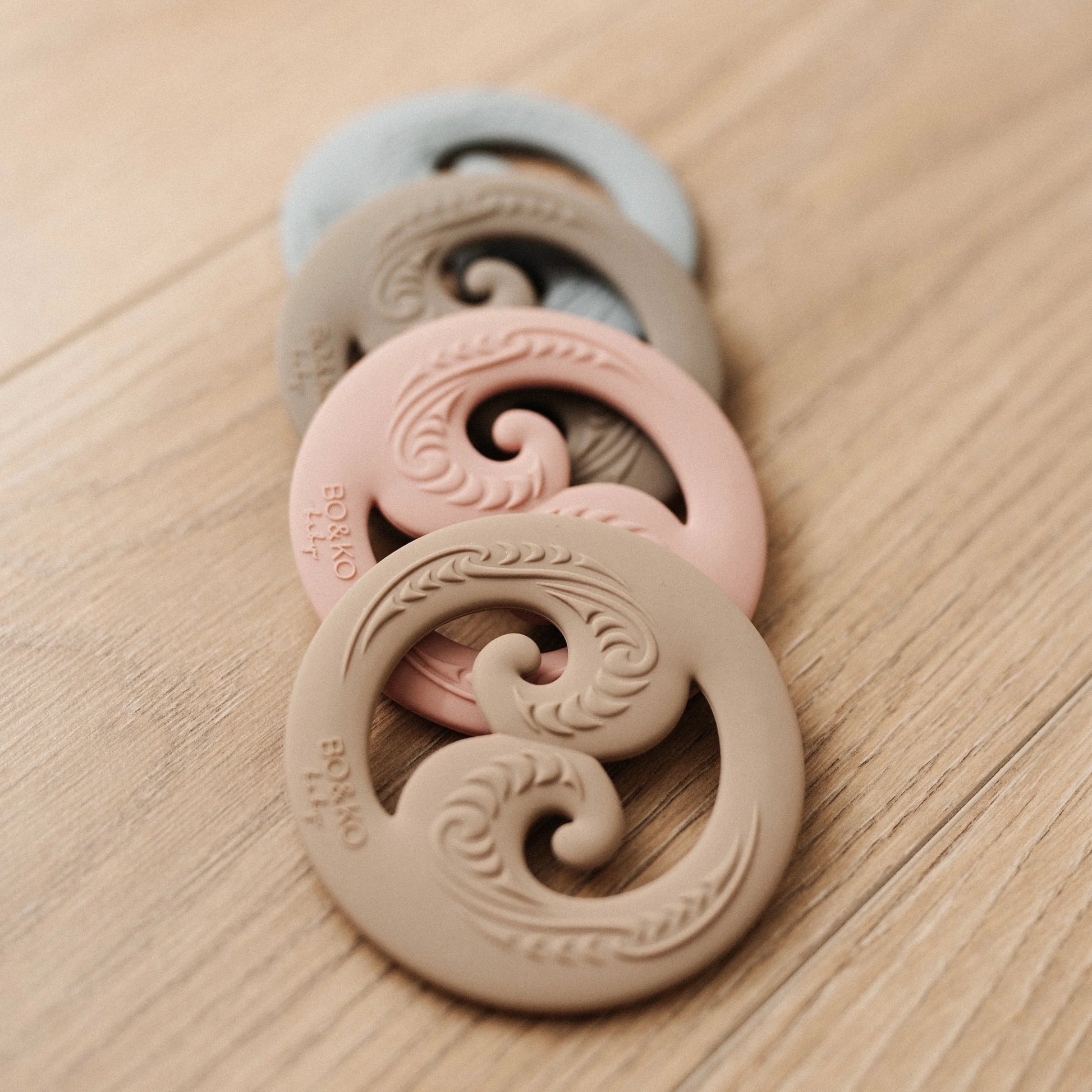 BO & KO Baby Koru Teether in Posey available at Bear & Moo
