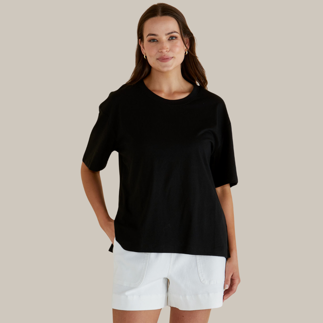 Betty Basics Relax Boxy Tee | Black available at Bear & Moo