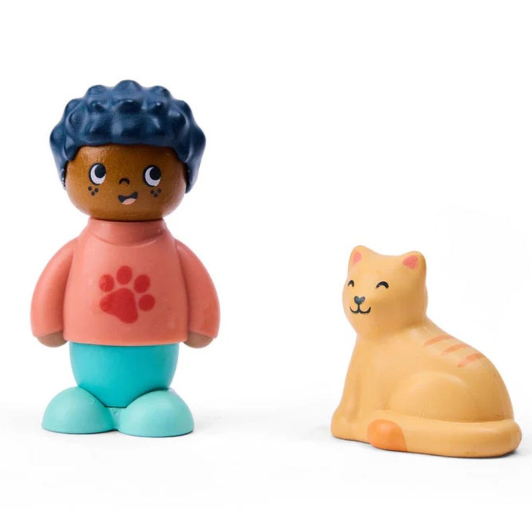 Hape Land | The Cat's Secret Board Book & Toy figurines available at Bear & Moo