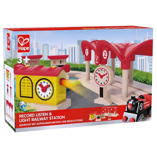 Hape Record Listen & Light Railway Station available at Bear & Moo