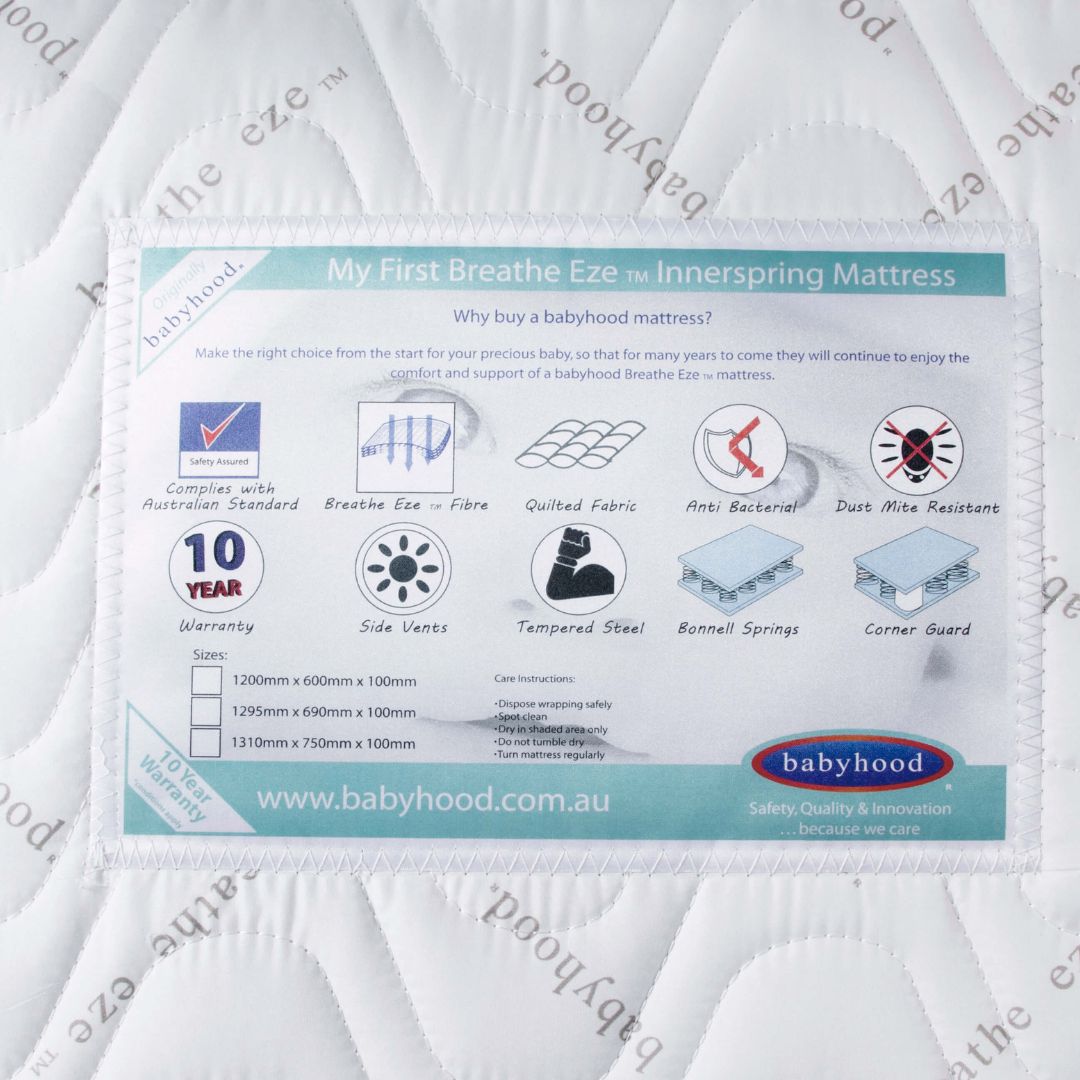 Babyhood My First Breathe Eze Innerspring Mattress available at Bear & Moo
