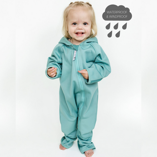 Therm All-Weather Fleece Onesie | Seafoam available at Bear & Moo