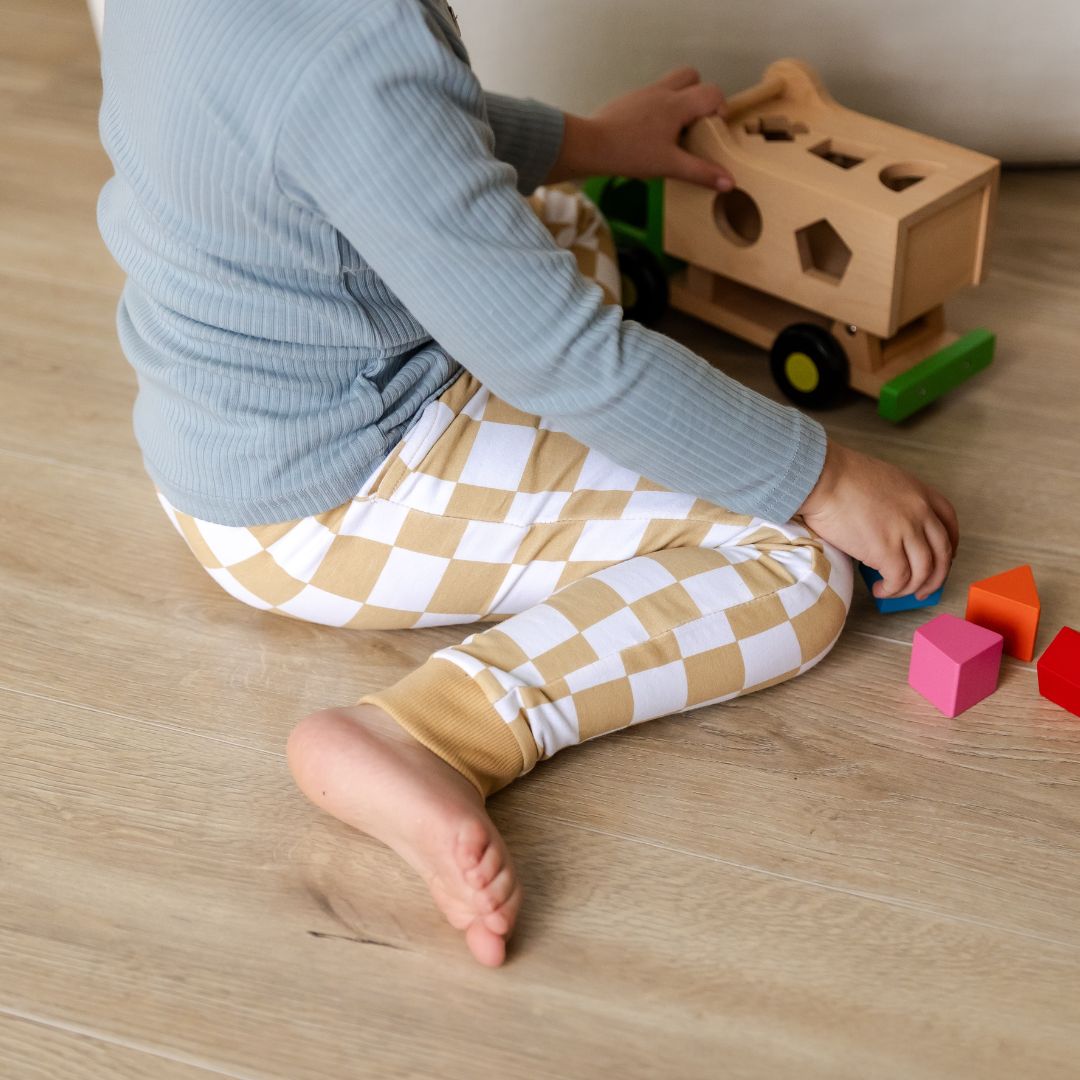 Hello Poppet Jordan Pants | Cotton Check toddler and baby pants available at Bear & Moo