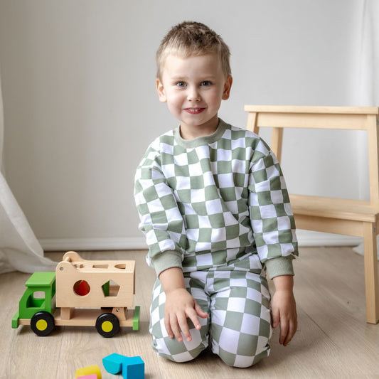 Hello Poppet Jordan Pants | Cotton Check toddler and baby pants available at Bear & Moo