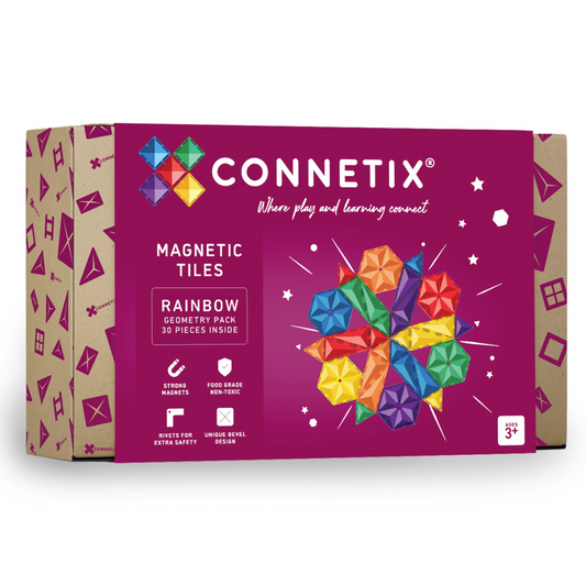 CONNETIX Tiles | 30 Piece Rainbow Geometry Pack available at Bear & Moo