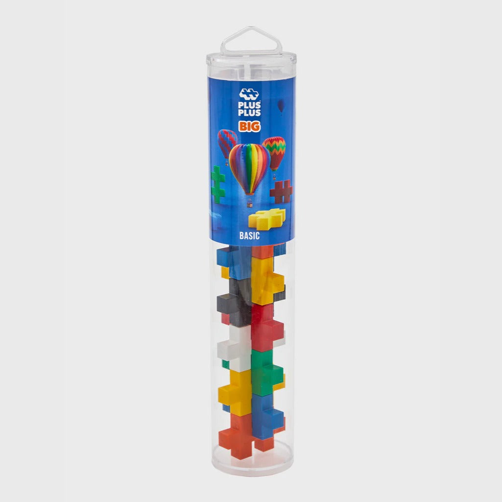 Plus-Plus Big Basic Colourmix | 15 Piece Tube | Bear & Moo