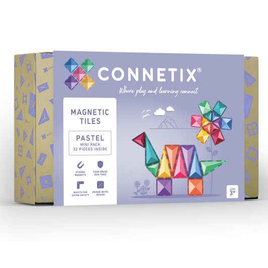 CONNETIX Magnetic Tiles | 32 Piece Mini Pastel Pack available at Bear & Moo