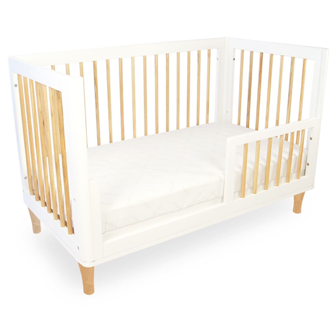 Babyhood Riya Cot 5 in 1 | White/Beech available at Bear & Moo