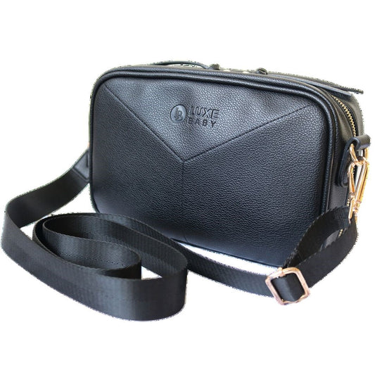 Luxe Baby Freya Crossbody Bag in Black available at Bear & Moo