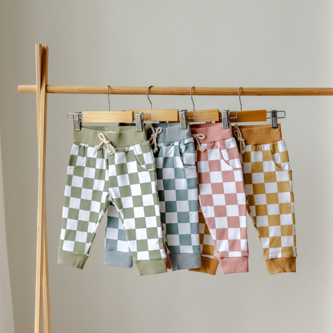 Hello Poppet Jordan Pants | Cotton Check toddler and baby pants available at Bear & Moo