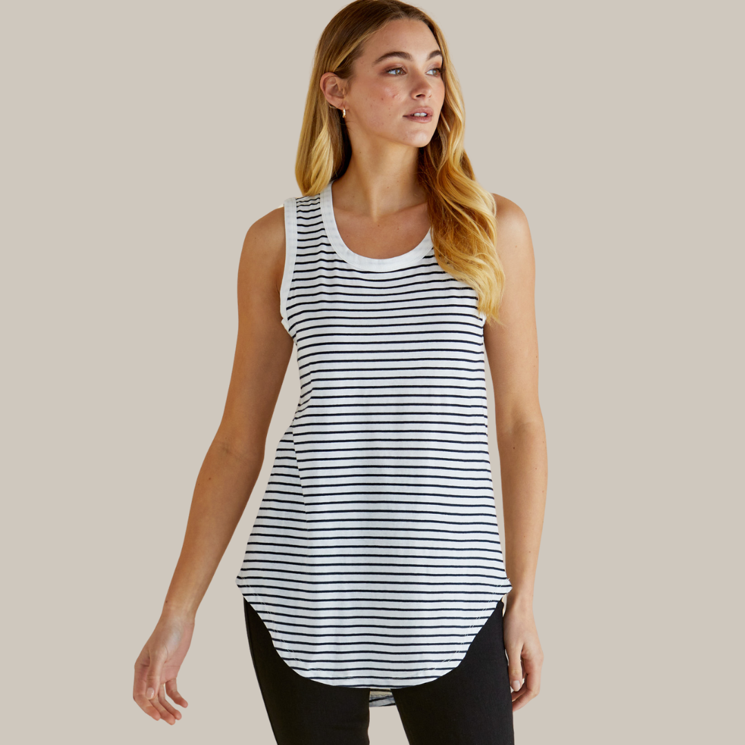 Betty Basics Keira Tank | Jet Black Stripe available at Bear & Moo