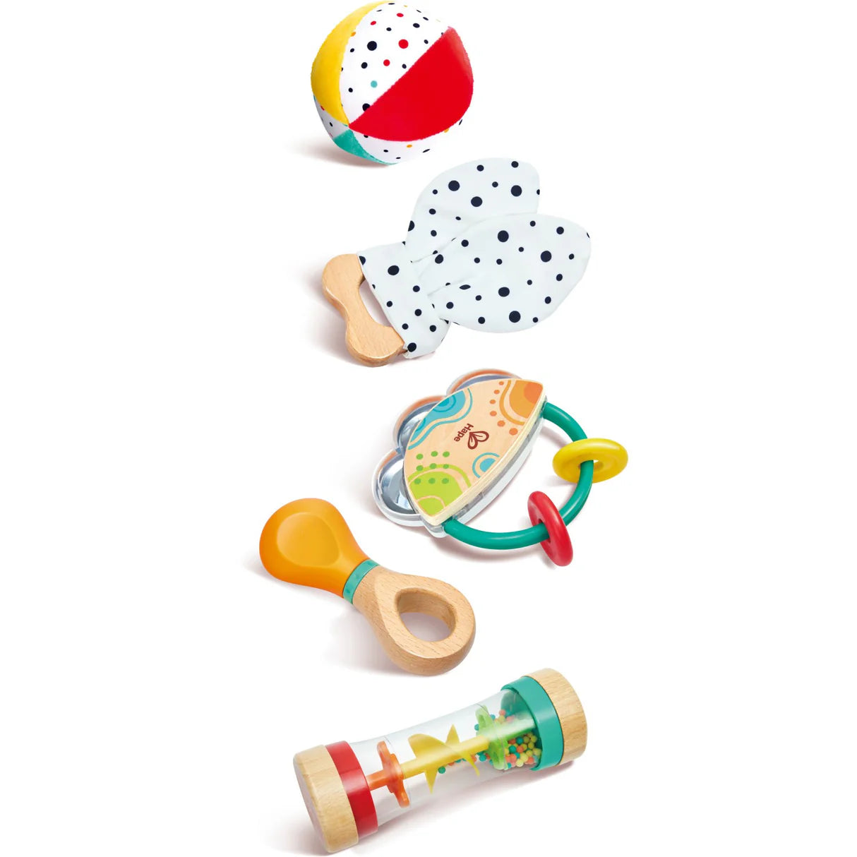 Hape Play Essentials 5 in 1 Baby Sensory Set available at Bear & Moo