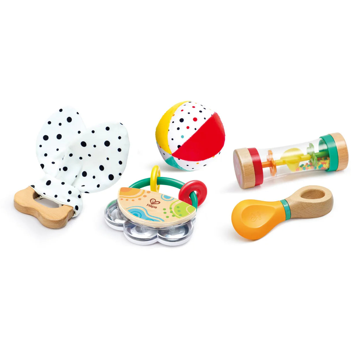 Hape Play Essentials 5 in 1 Baby Sensory Set available at Bear & Moo