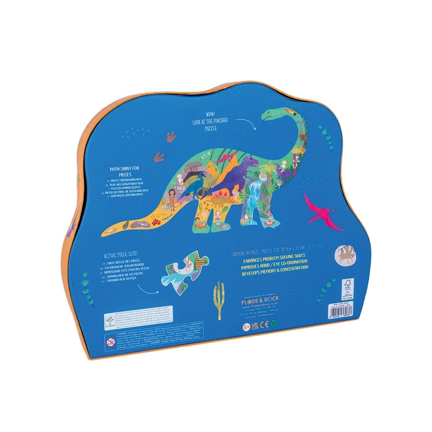 Floss & Rock Dinosaur | 80 Piece Puzzle available at Bear & Moo