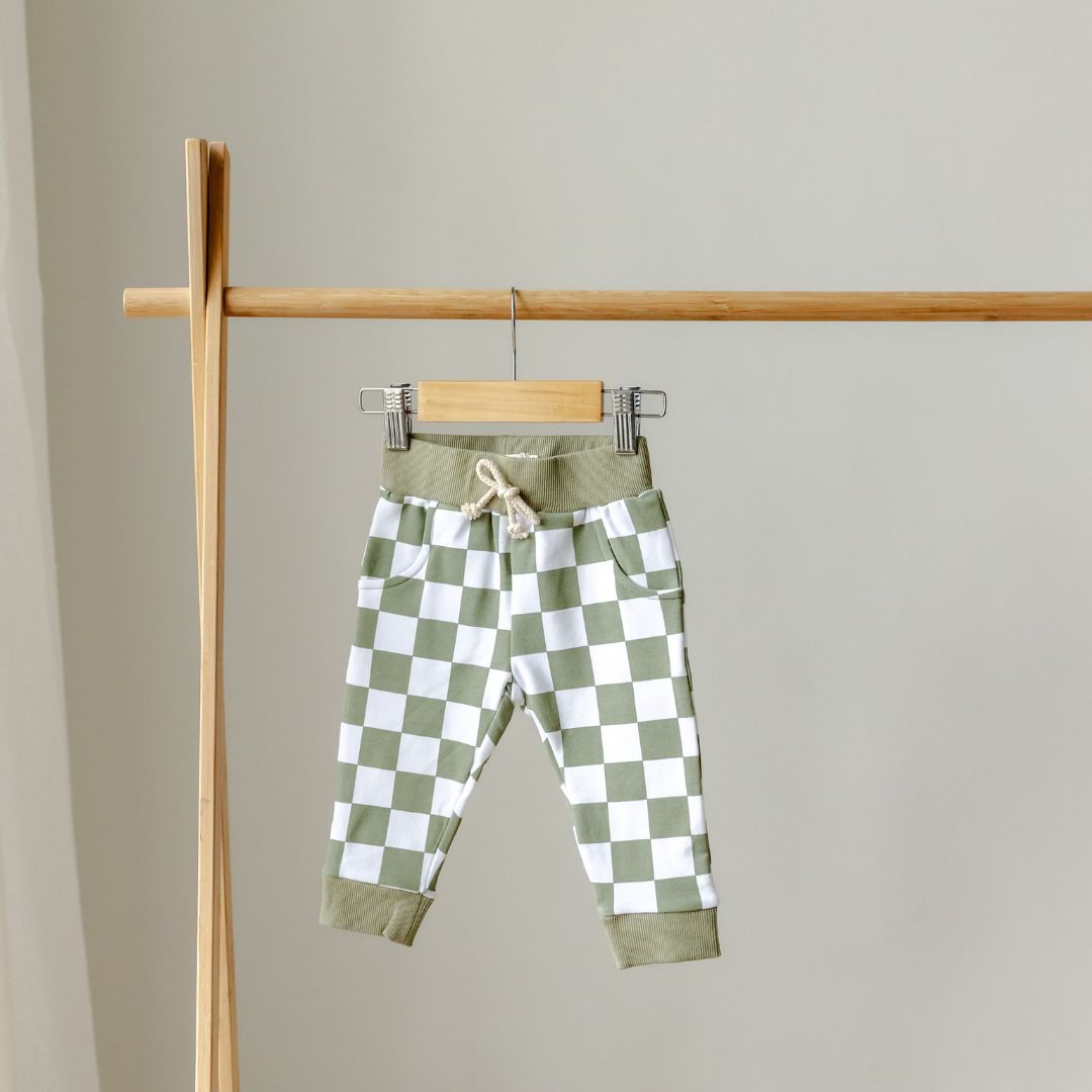 Hello Poppet Jordan Pants | Cotton Check toddler and baby pants available at Bear & Moo