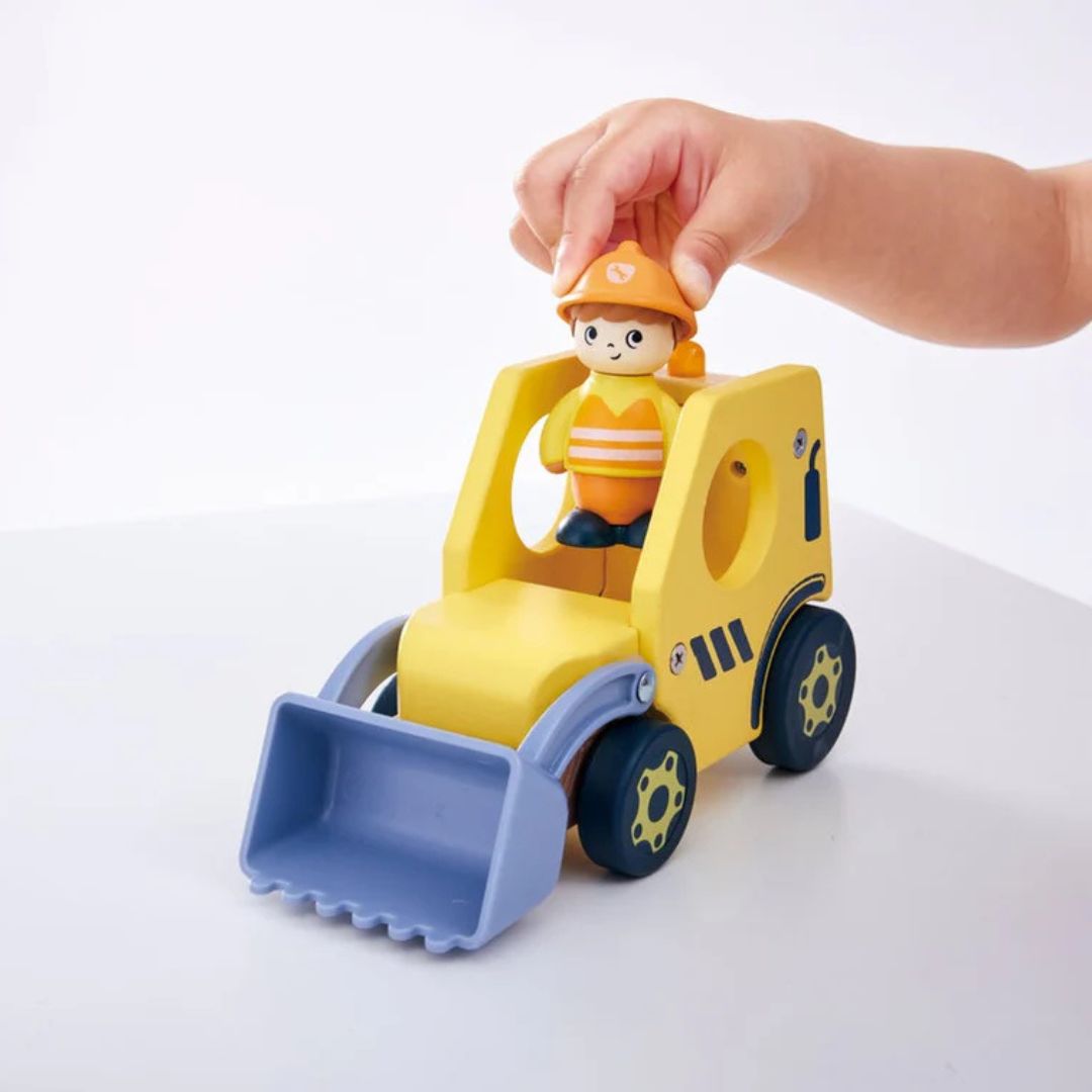 Hape Land | The Buzzing Bulldozer Board Book & Wooden Toys available at Bear & Moo