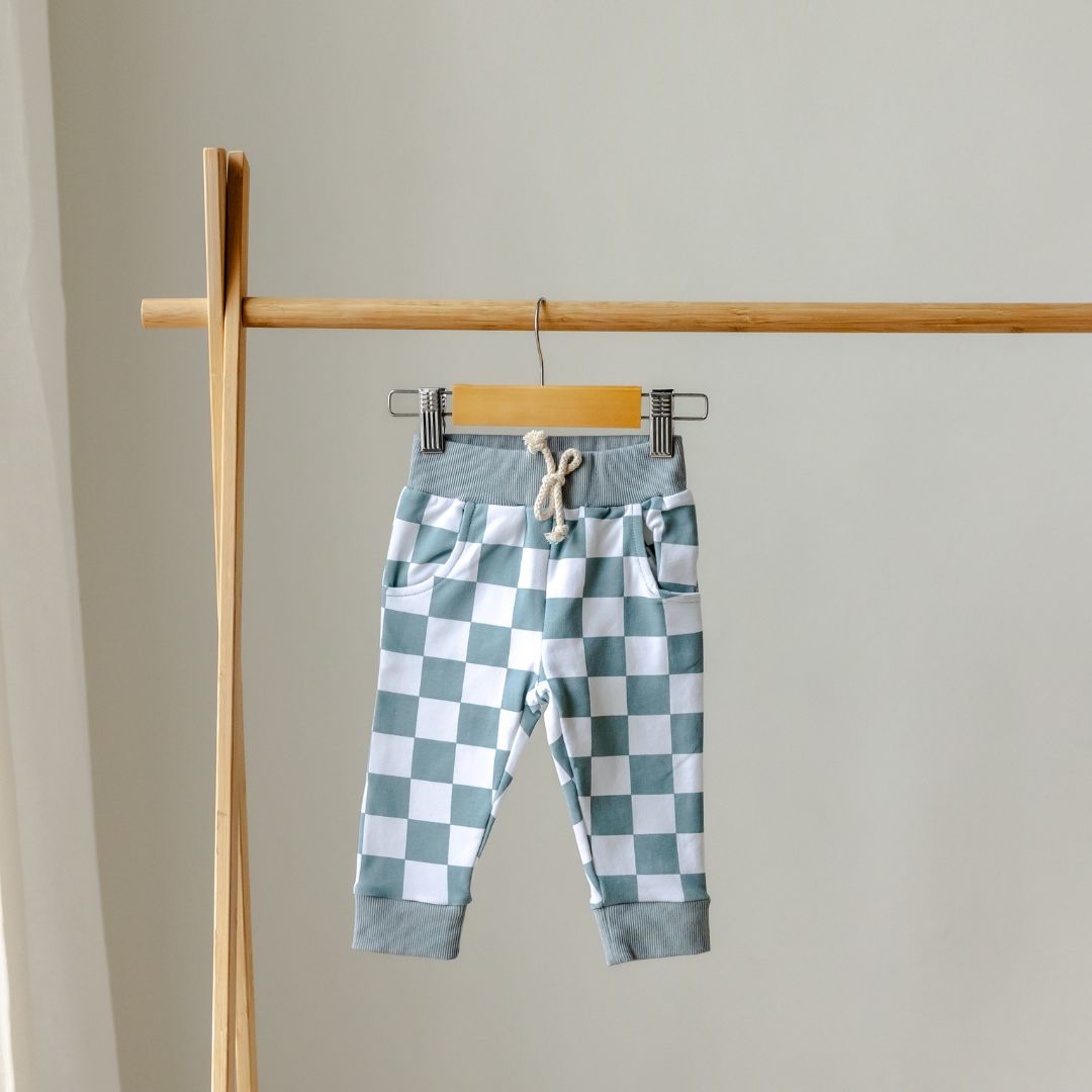 Hello Poppet Jordan Pants | Cotton Check toddler and baby pants available at Bear & Moo