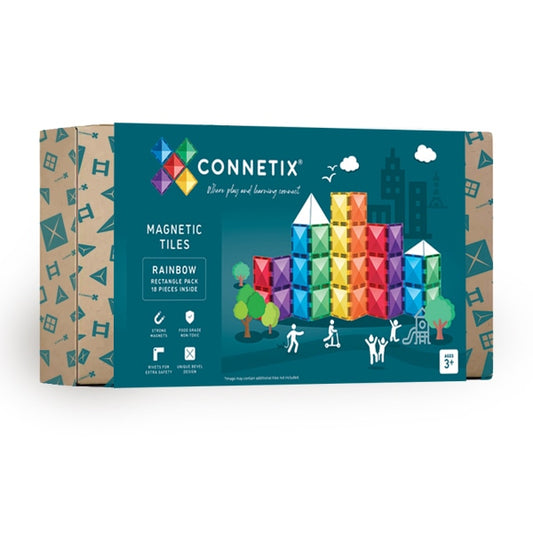 Connetix Tiles | 18 Piece Rainbow Rectangle Pack available at Bear & Moo