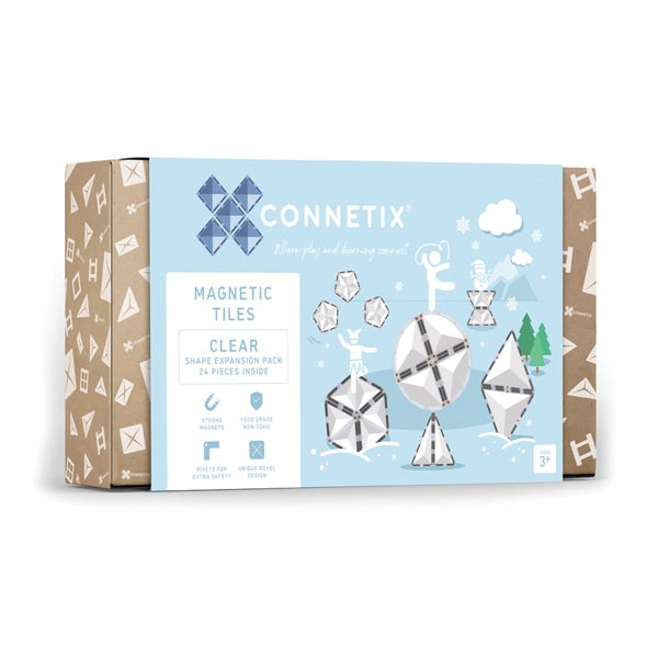 Connetix Tiles | 24 Piece Clear Shape Expansion Pack available at Bear & Moo