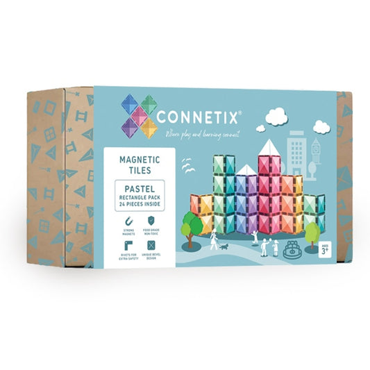 Connetix Tiles | 24 Piece Pastel Rectangle Pack available at Bear & Moo