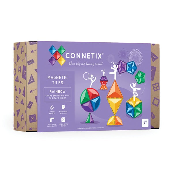 Connetix Tiles | 36 Piece Rainbow Shape Expansion Pack available at Bear & Moo