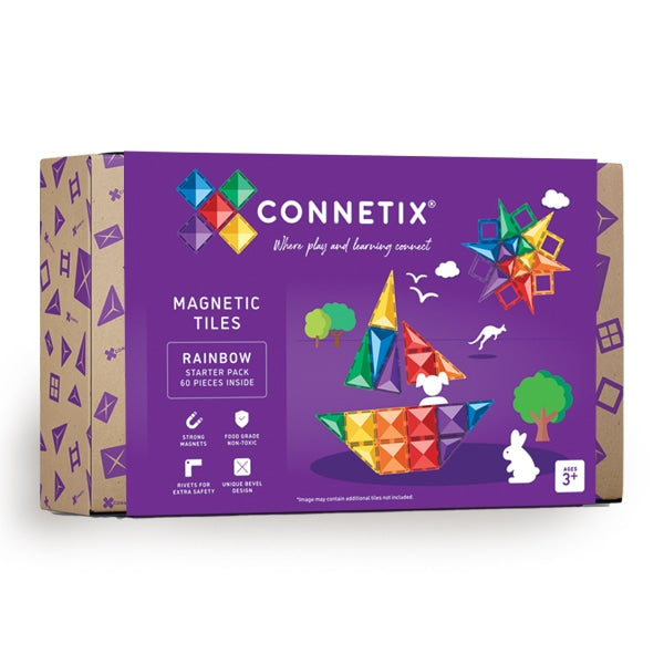 Connetix Tiles | 60 Piece Rainbow Starter Pack available at Bear & Moo