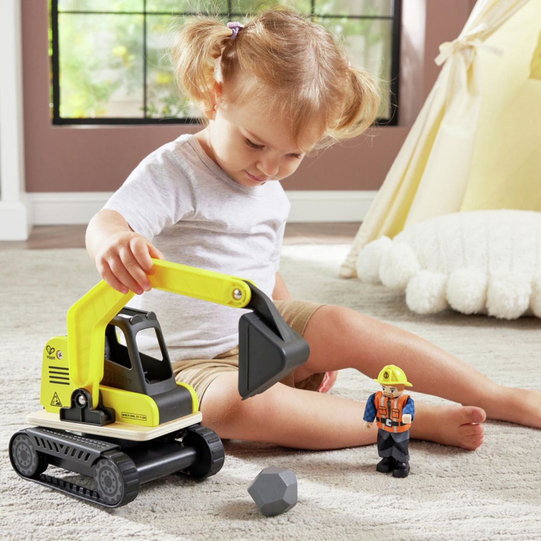 Hape Dig’N Dump Excavator available at Bear & Moo