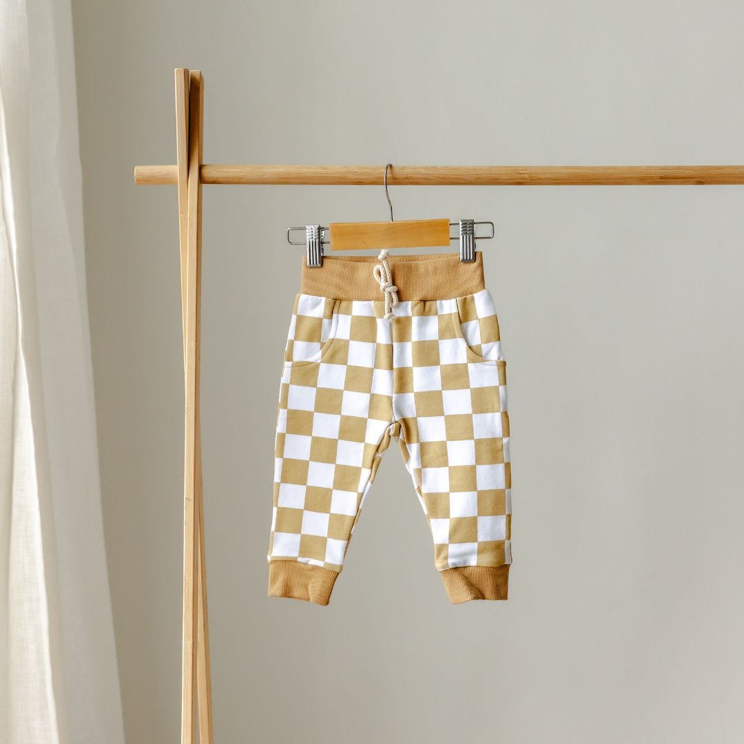 Hello Poppet Jordan Pants | Cotton Check toddler and baby pants available at Bear & Moo