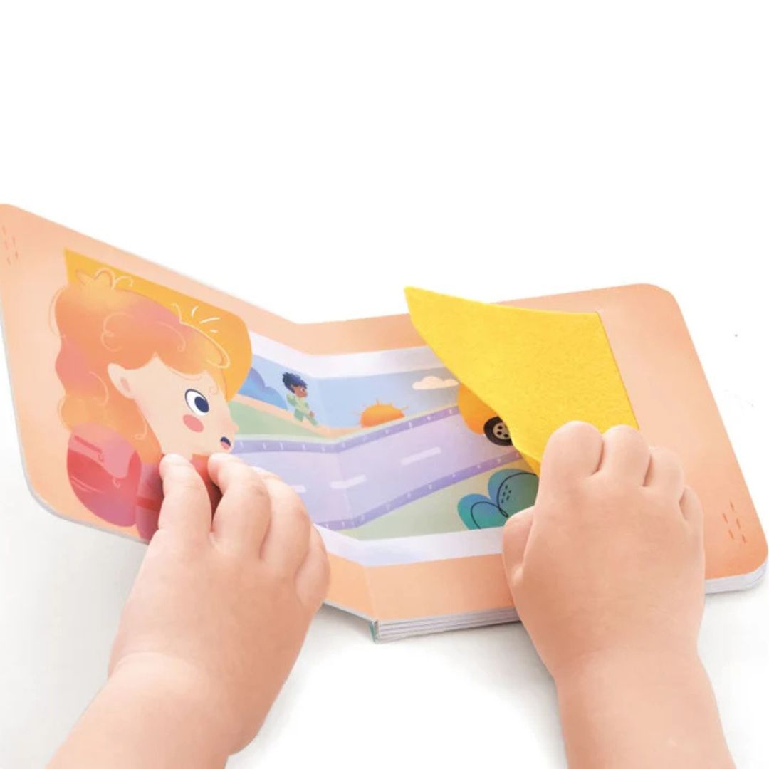 Hape Land | Lively School Bus board book and wooden bus toy available at Bear & Moo