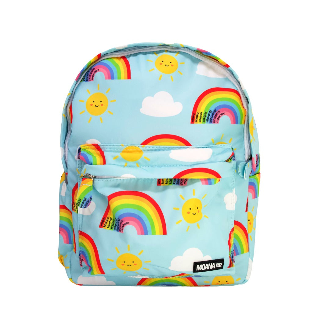 Moana Road Kids Backpack | Te Reo Māori Rainbow available at Bear & Moo