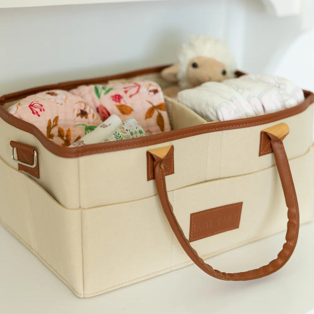 Luxe Baby Nappy Caddy | Beige available at Bear & Moo