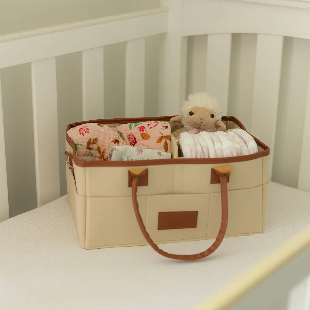 Luxe Baby Nappy Caddy | Beige available at Bear & Moo